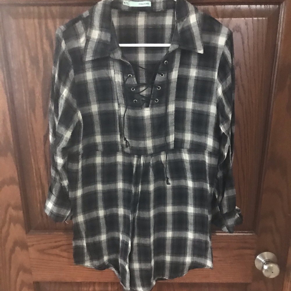 Maurices black and white plaid tunic